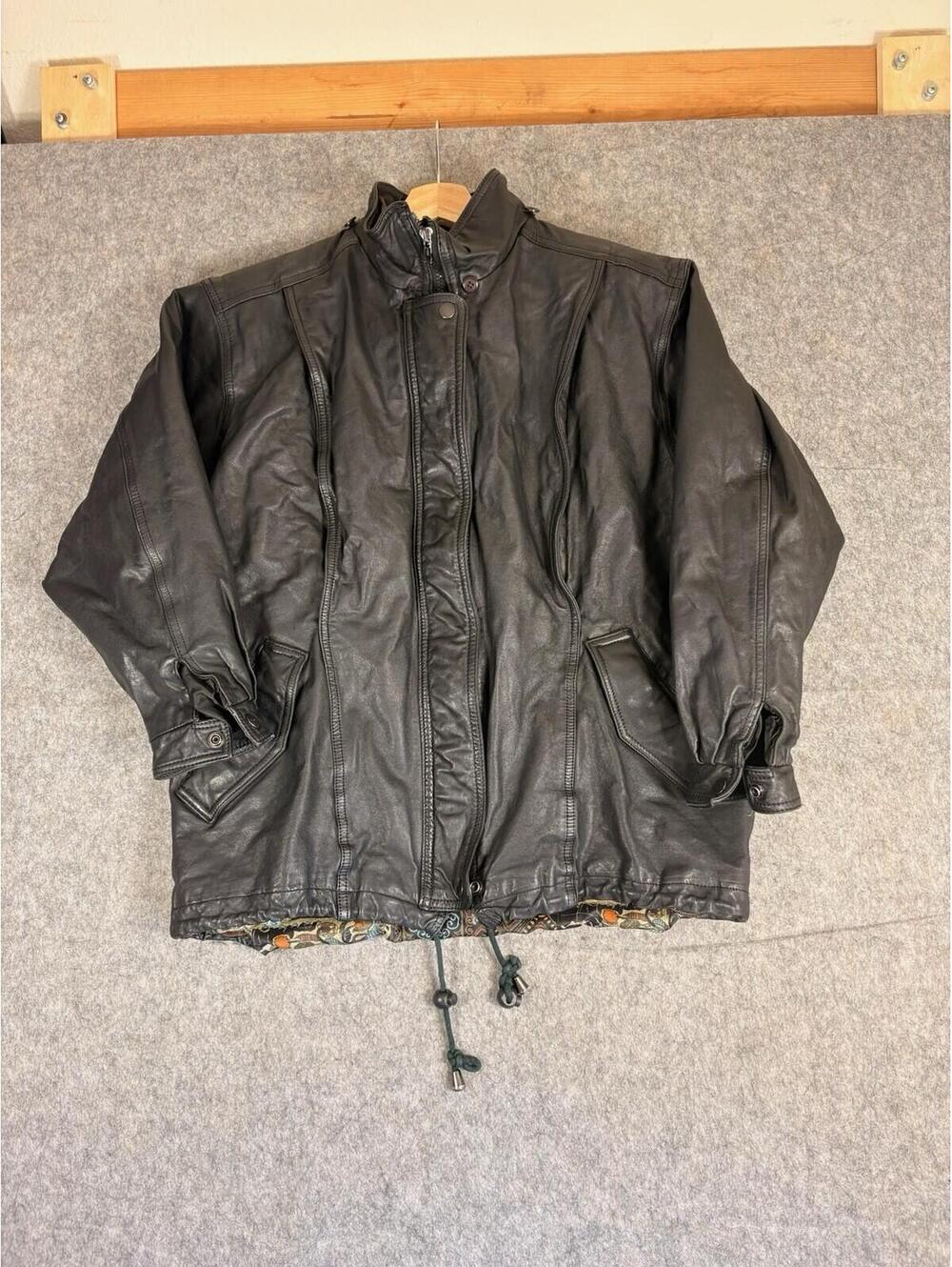 Vintage Architect Leather Jacket Men's Size S Black Button Up Insulated